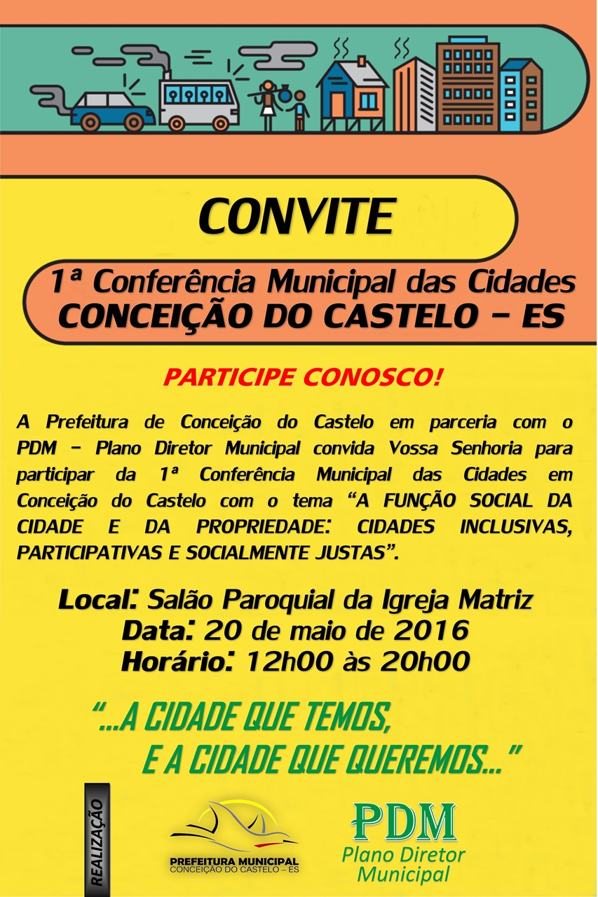 1ª Conferência Municipal das Cidades em Conceição do Castelo acontece nesta sexta-feira (20)