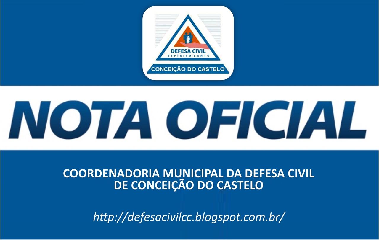 Nota Oficial da Defesa Civil Municipal de Conceição do Castelo
