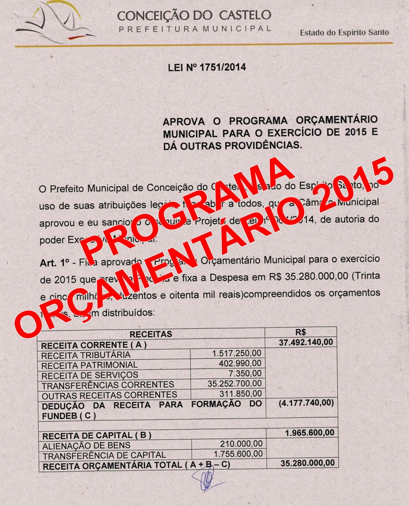 Prefeitura divulga o programa orçamentário de 2015