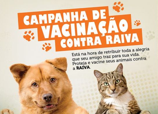 Campanha Nacional de Vacinação contra RAIVA (cães e gatos) será realizada no próximo dia 07 de março