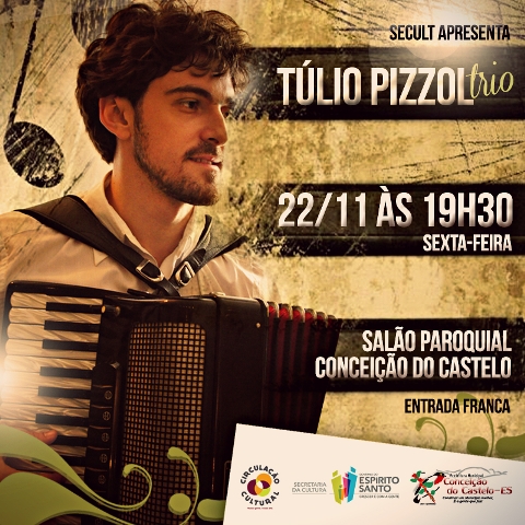 Túlio Pizzol Trio realiza apresentação no Salão Paroquial no dia 22 de novembro