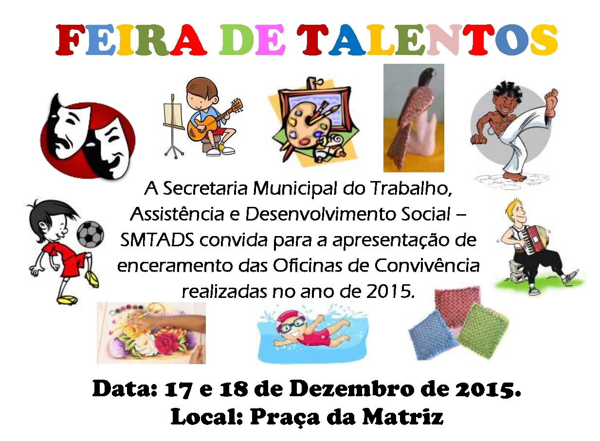 SMTADS promove Feira de Talentos nesta quinta-feira, 17 e sexta-feira, 18 de dezembro
