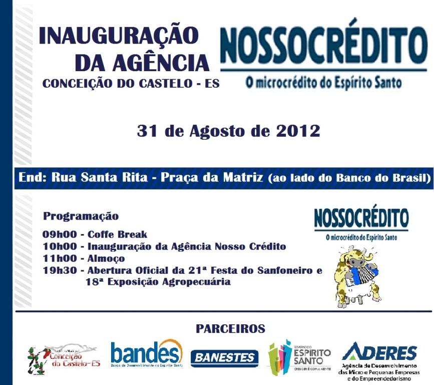 Nova Agência Nossocrédito de Conceição do Castelo será inaugurada no próximo dia 31