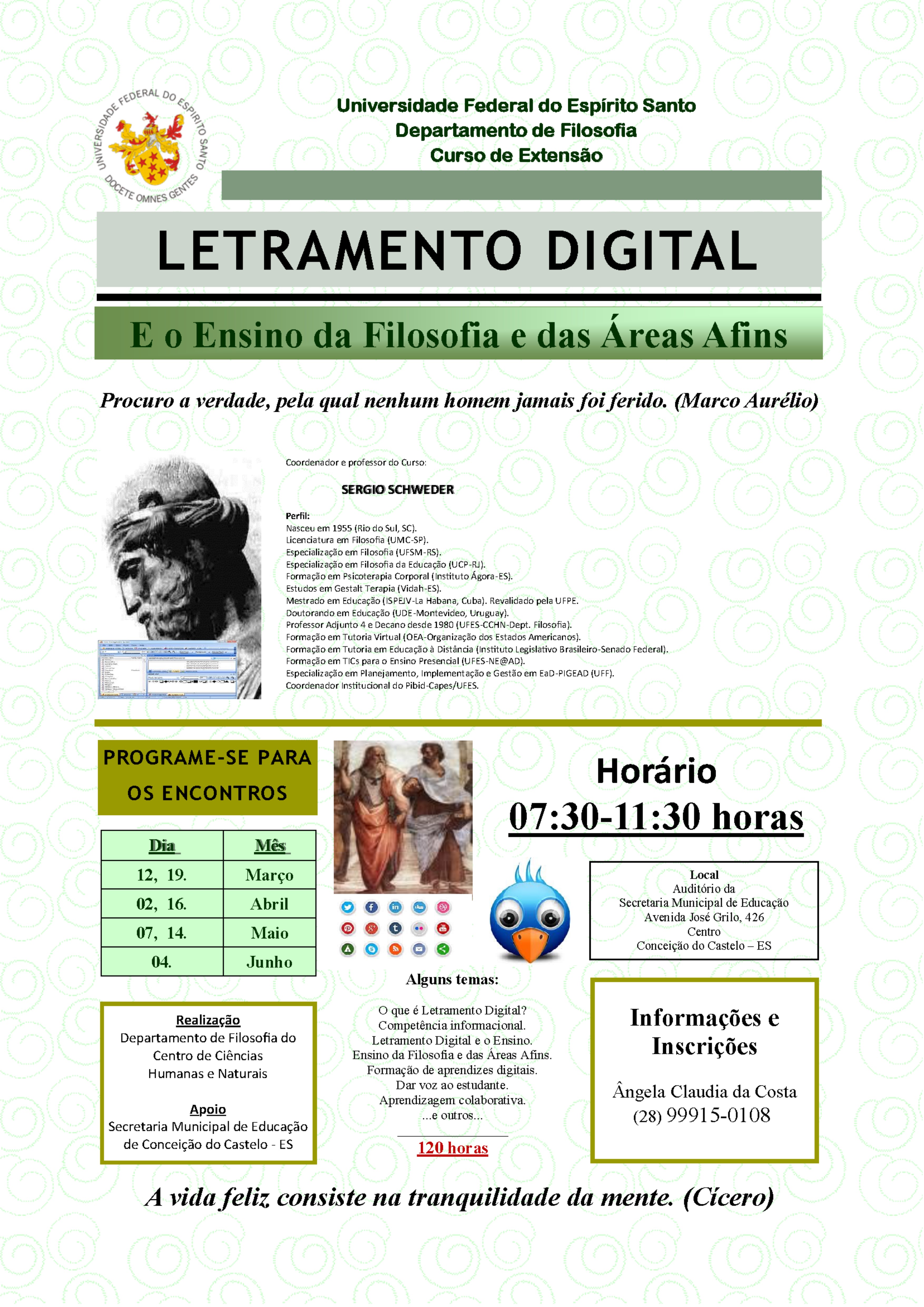 Conceição do Castelo promove curso de extensão pela UFES (Letramento Digital e o Ensino da Filosofia e das Áreas Afins) com início no dia 12 de março