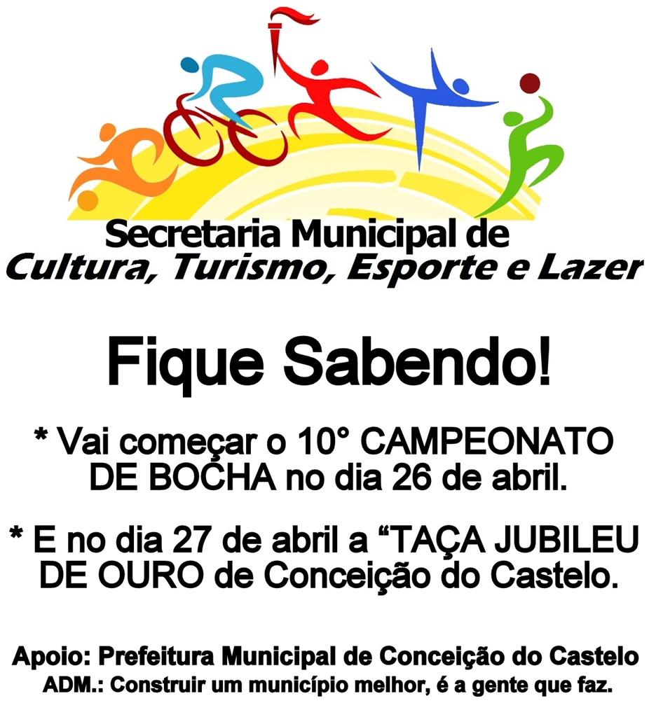 Secretaria Municipal de Cultura, Turismo, Esporte e Lazer informa agenda esportiva