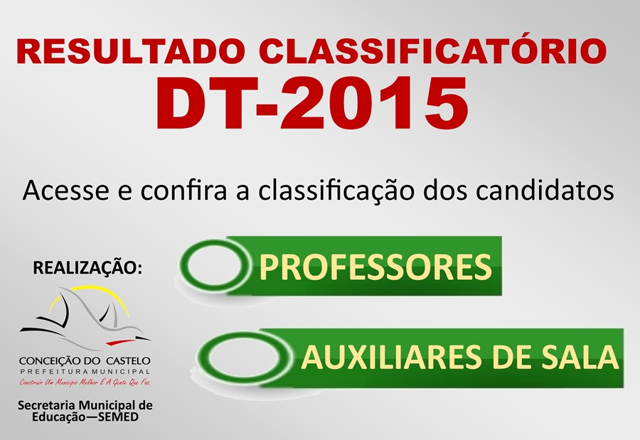 Semed divulga resultado classificatório dos candidatos para as vagas de DT/2015