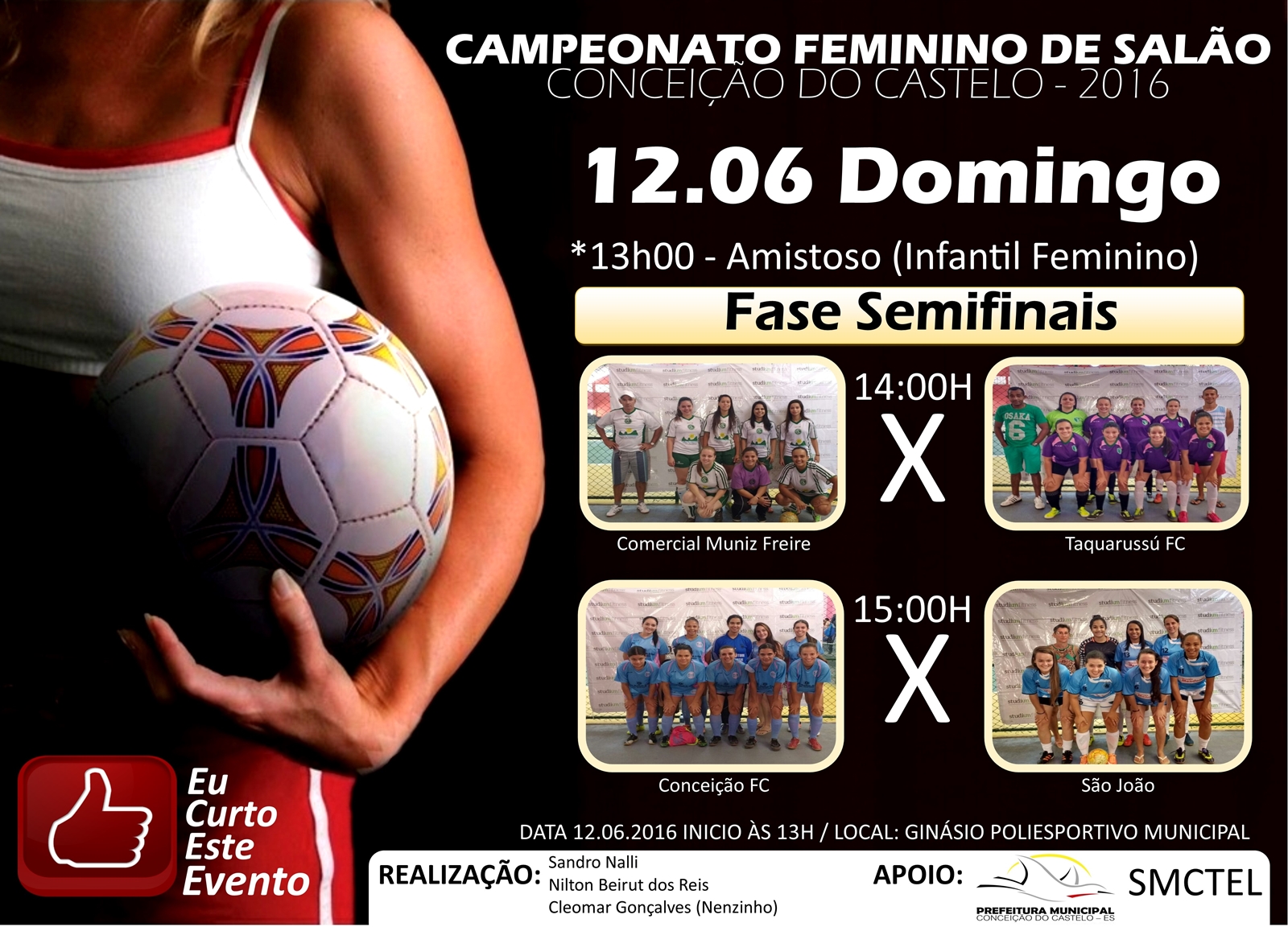 Campeonato de futsal feminino em Conceição do Castelo já tem seus semifinalistas para disputa neste domingo (12)